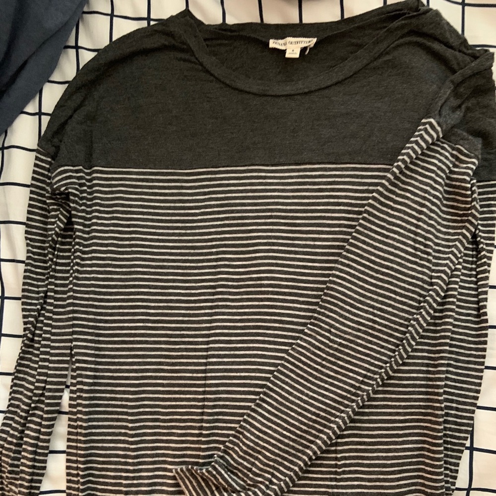 Dark grey & light grey striped long sleeve tee
